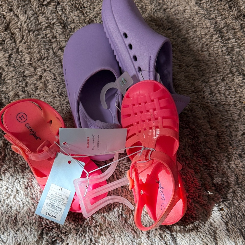 Kids Purple and Pink Clogs/water shoes bundle